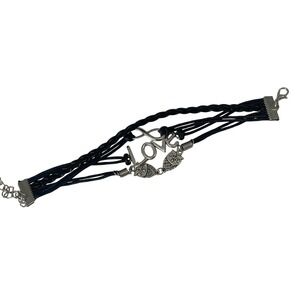 00667 Black‎ Cord Infinity Owl Love Charm Bracelet Fashion Jewelry